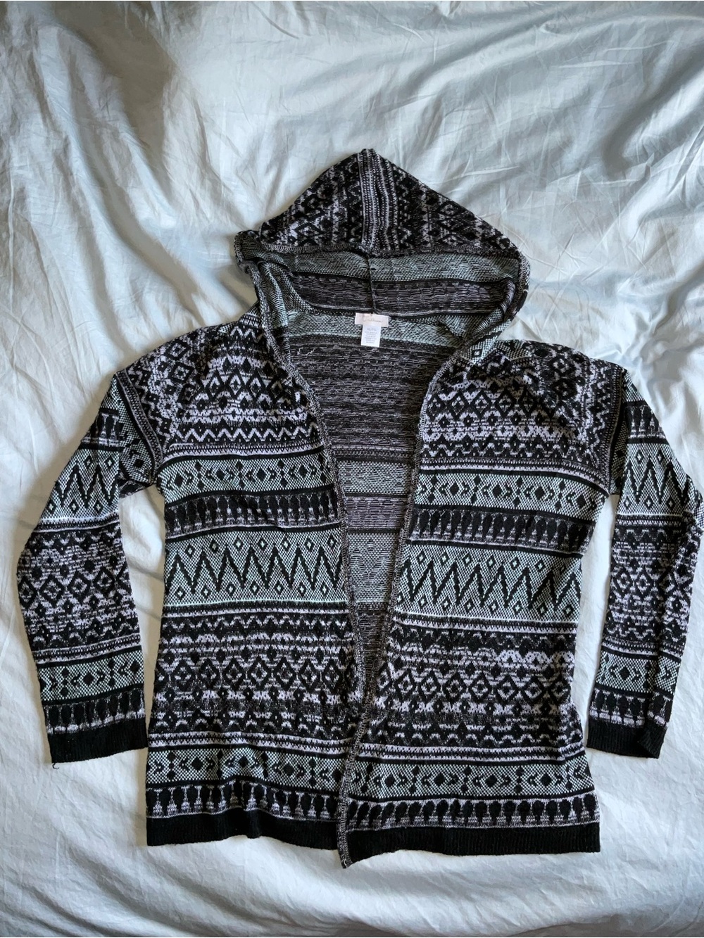 Trillium Patterned Hooded Cardigan